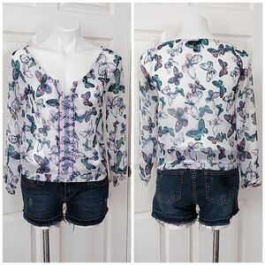Jessica Simpson Jules sheer butterfly blouse